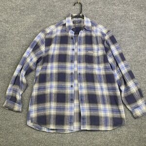 VTG Guess USA Mens Blue Plaid Flannel Shirt Long Sleeve Cotton Button Down Small